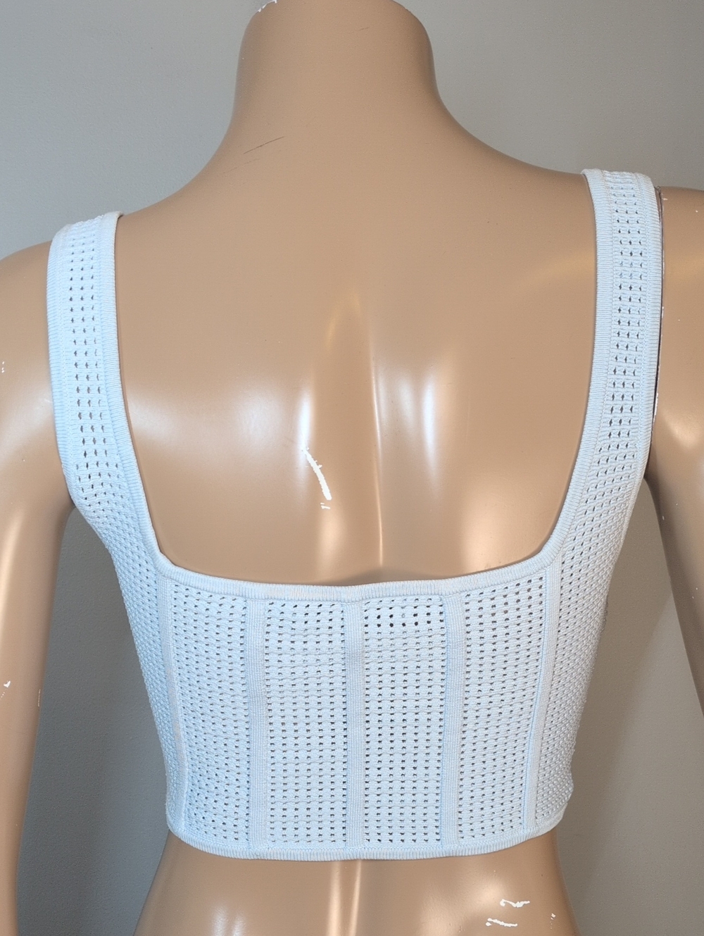 Babaton Aritzia Sculpt Knit Squareneck Cropped Tank Baby Blue Womens Size Medium - Picture 7 of 10